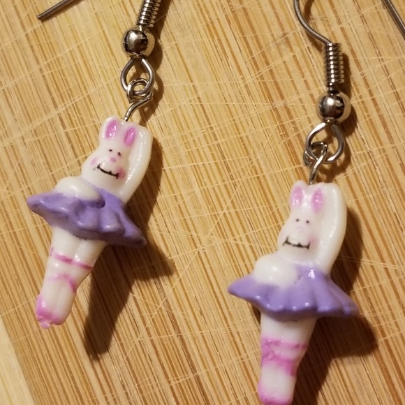 Easter Bunny Ballerina Earrings - Picture 2 of 2